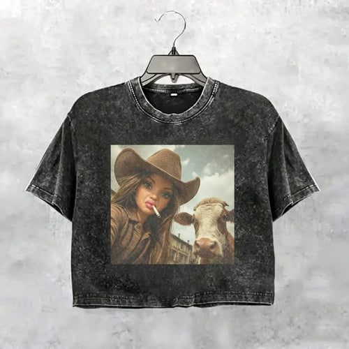 Unhinged Cowgirl Western Funny Tee
