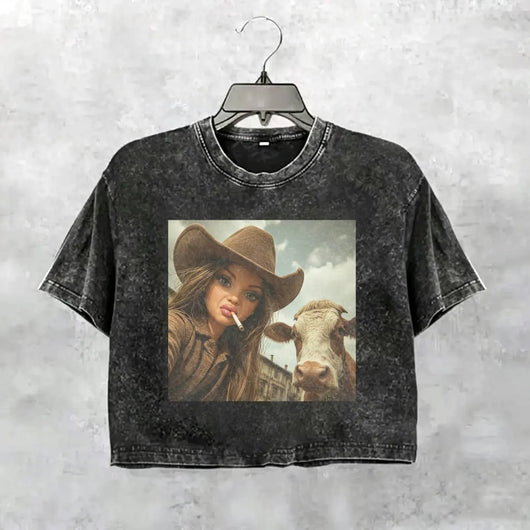 Unhinged Cowgirl Western Funny Tee