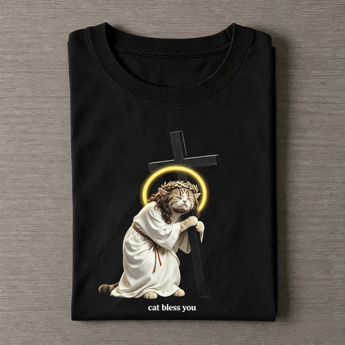 WACKY CAT FAITH FUNNY MEME TEE