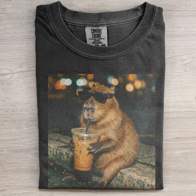 CAPYBARA DRINKING ICED COFFEE TEE