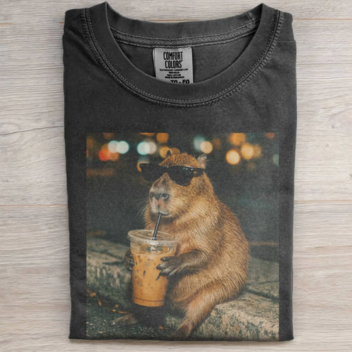 CAPYBARA DRINKING ICED COFFEE TEE