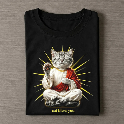 WACKY CAT FAITH FUNNY MEME TEE