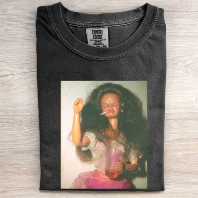 Drinking Party Girl Funny Meme Retro Graphic Tee