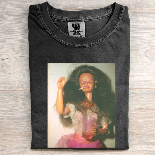 Drinking Party Girl Funny Meme Retro Graphic Tee