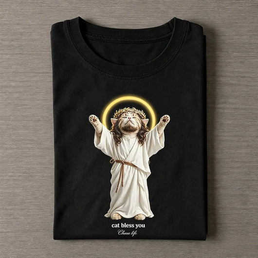 WACKY CAT FAITH FUNNY MEME TEE