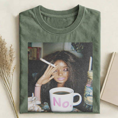 Retro Smoking Afro Black Skin Girl Funny Meme Graphic Tee