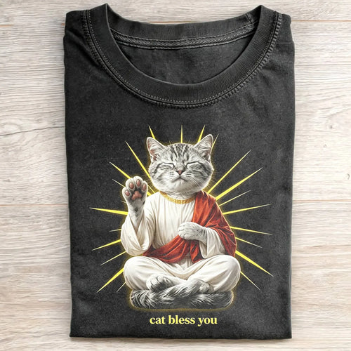 WACKY CAT FAITH FUNNY MEME TEE