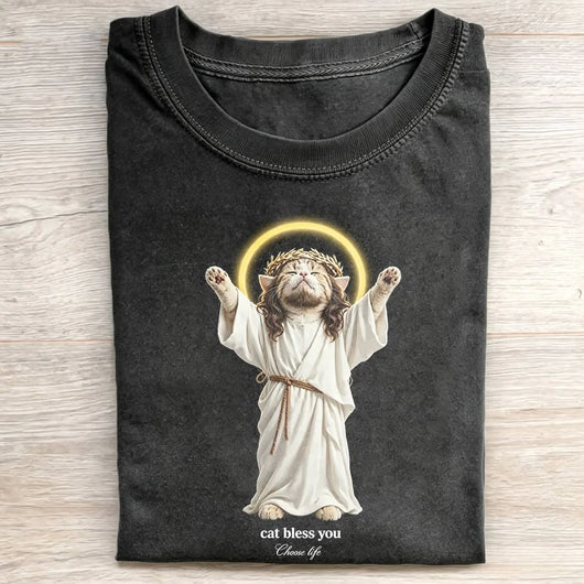 WACKY CAT FAITH FUNNY MEME TEE