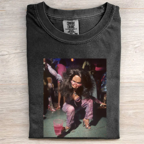 Drinking Party Girl Funny Meme Retro Graphic Tee