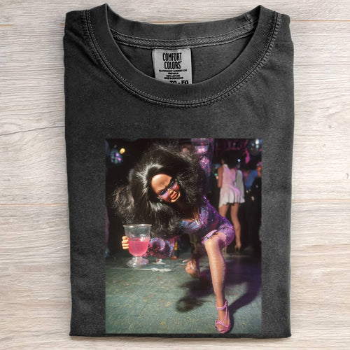 Drinking Party Girl Funny Meme Retro Graphic Tee