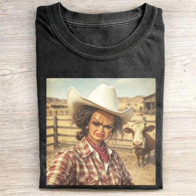 Unhinged Cowgirl Western Funny Tee