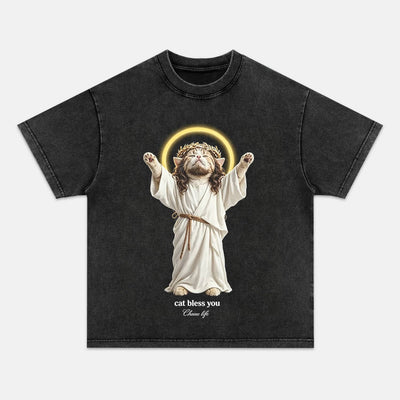 WACKY CAT FAITH FUNNY MEME TEE
