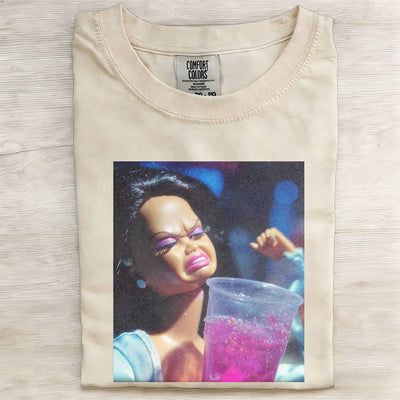 Party Drinking Black Skin Girl Funny Meme Graphic Tee
