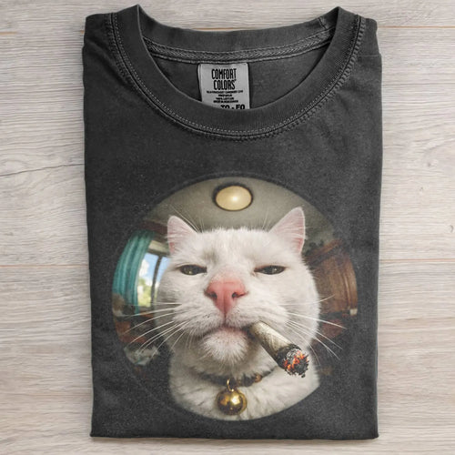 SMOKING CAT FUNNY MEME TEE
