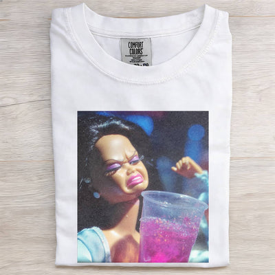 Party Drinking Black Skin Girl Funny Meme Graphic Tee