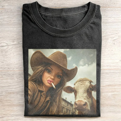 Unhinged Cowgirl Western Funny Tee