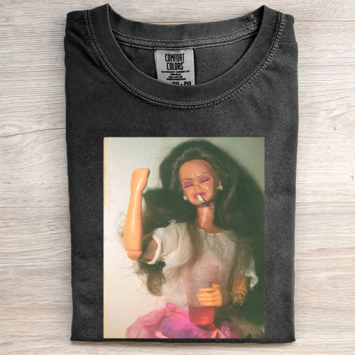 Drinking Party Girl Funny Meme Retro Graphic Tee