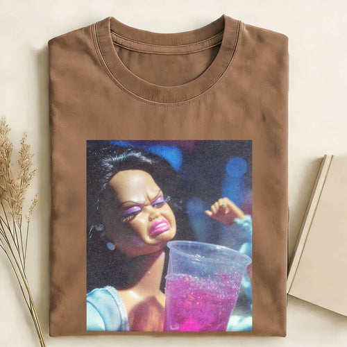 Party Drinking Black Skin Girl Funny Meme Graphic Tee
