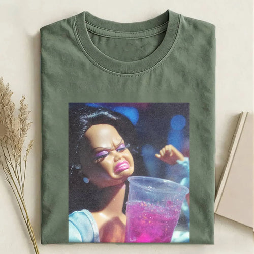 Party Drinking Black Skin Girl Funny Meme Graphic Tee