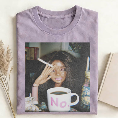 Retro Smoking Afro Black Skin Girl Funny Meme Graphic Tee