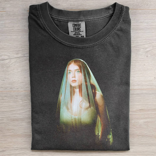 OIL PAINTING OF A WOMAN WITH A FLORAL VEIL TEE