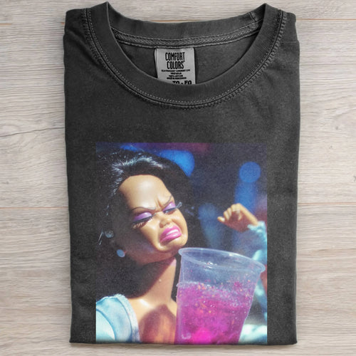 Party Drinking Black Skin Girl Funny Meme Graphic Tee