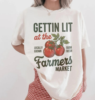 Gettin Lit Farmers Market Shirt | Funny Gardening Tomato Gift