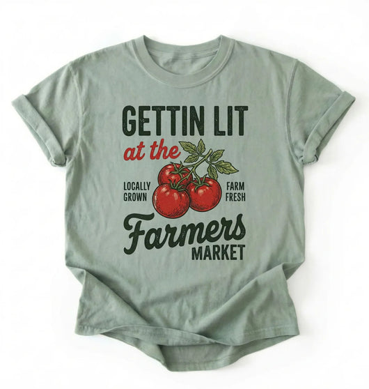 Gettin Lit Farmers Market Shirt | Funny Gardening Tomato Gift