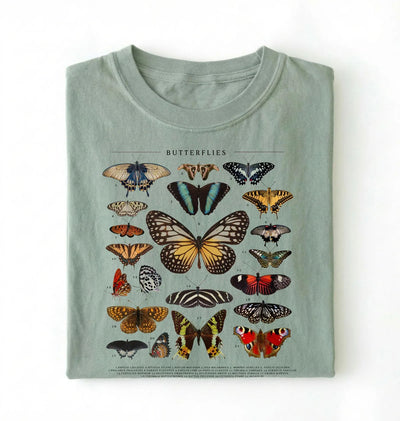 Vintage Butterfly Chart T-Shirt | Nature Lover Butterfly Gift