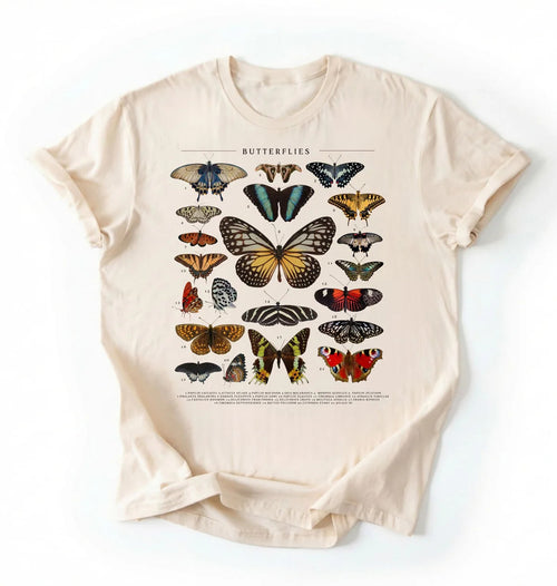 Vintage Butterfly Chart T-Shirt | Nature Lover Butterfly Gift