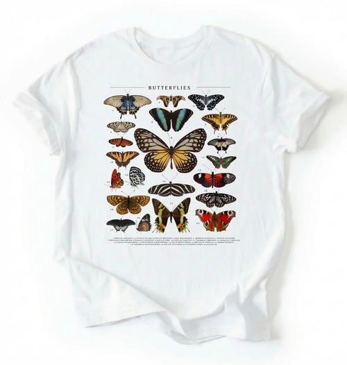 Vintage Butterfly Chart T-Shirt | Nature Lover Butterfly Gift