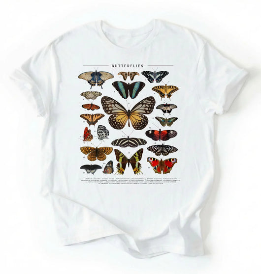 Vintage Butterfly Chart T-Shirt | Nature Lover Butterfly Gift