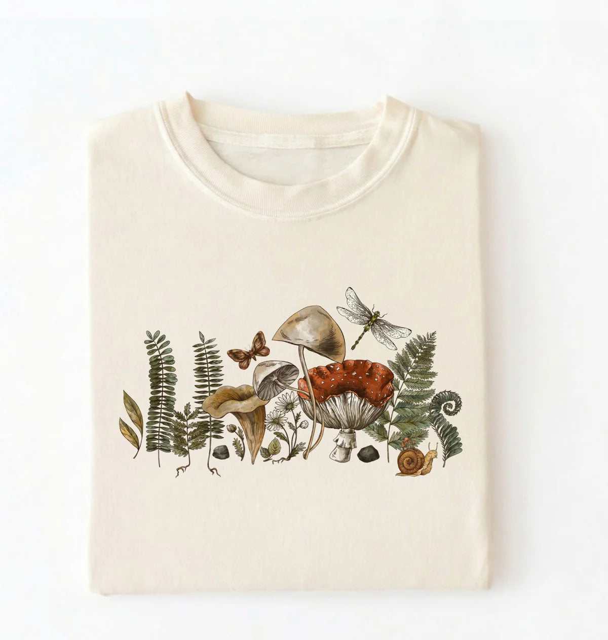Vintage Mushroom Illustration T-Shirt | Cottagecore Nature Gardener Gift
